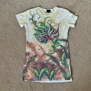 Christian Audigier Authentic (Ed Hardy) Los Angeles Yellow Tunic Tee Large